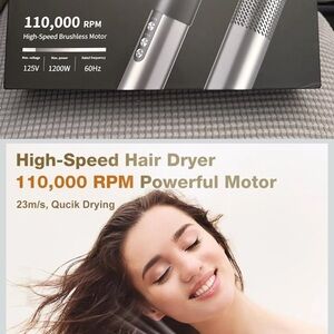 Sleek Silver High-Speed Hair Dryer with Brushless Motor